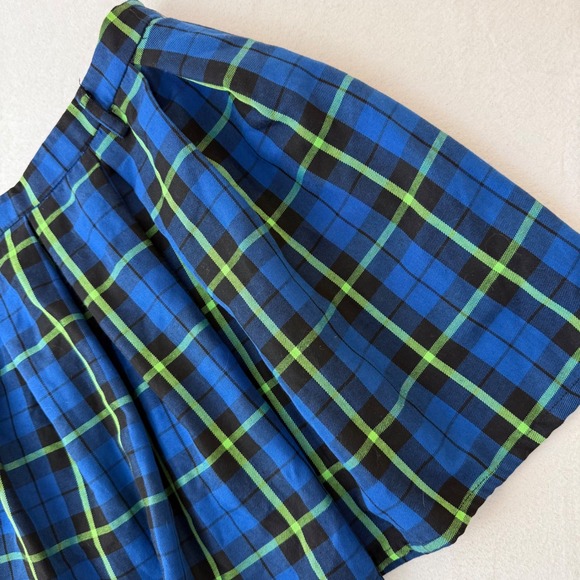 Hot Topic Blue Green Plaid Pleated Mini Skirt Medium Punk Emo Schoolgirl - Picture 6 of 8